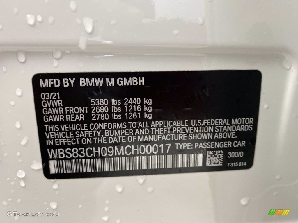 2021 BMW M5 Sedan Color Code Photos