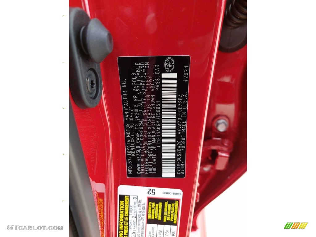 2021 Camry Color Code 3U5 for Supersonic Red Photo #141962581
