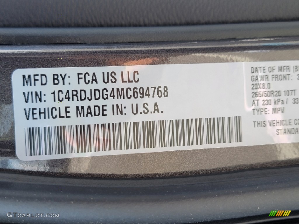 2021 Durango GT AWD - Destroyer Gray / Black photo #10