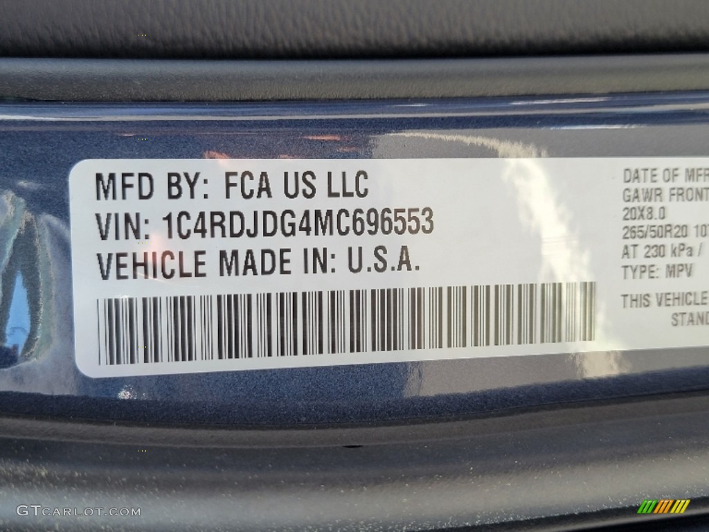 2021 Durango GT AWD - Reactor Blue Pearl / Black photo #10