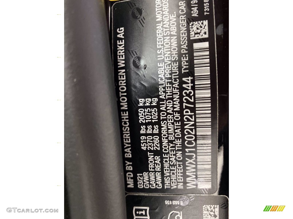 2022 Clubman Color Code A94 for Midnight Black Metallic Photo #141976806
