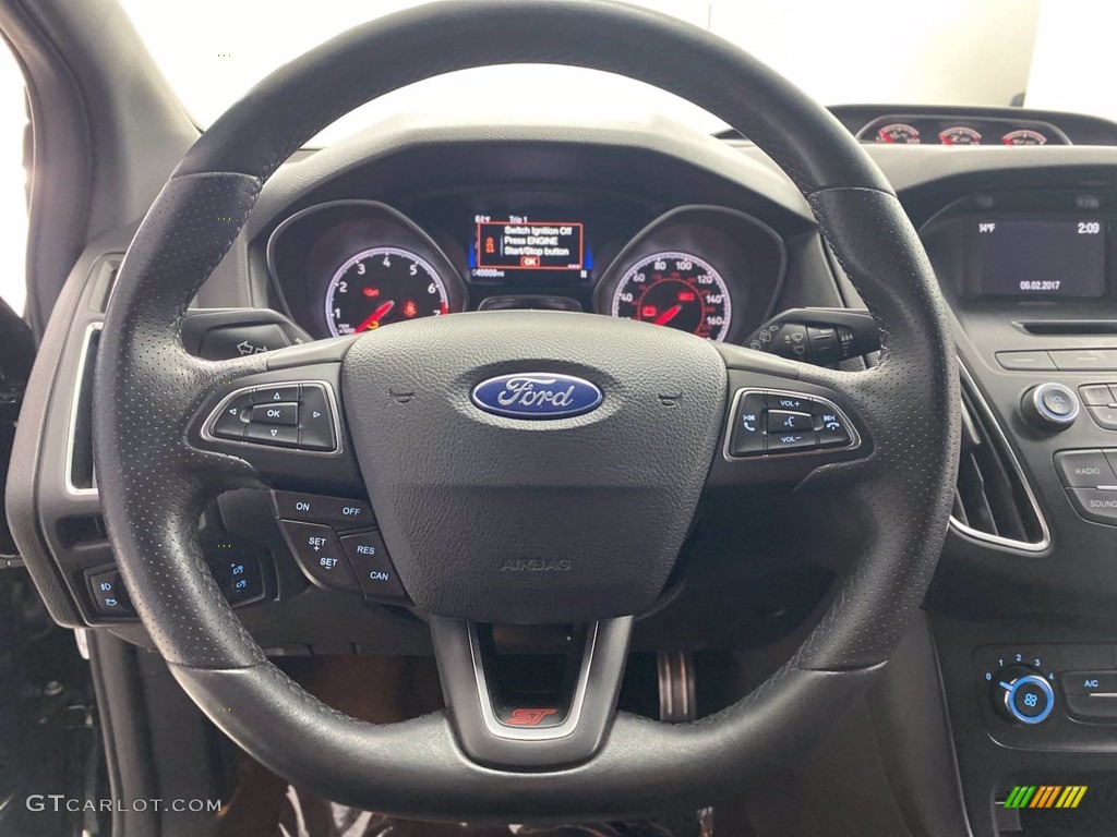 2017 Ford Focus ST Hatch Charcoal Black Steering Wheel Photo #141978215
