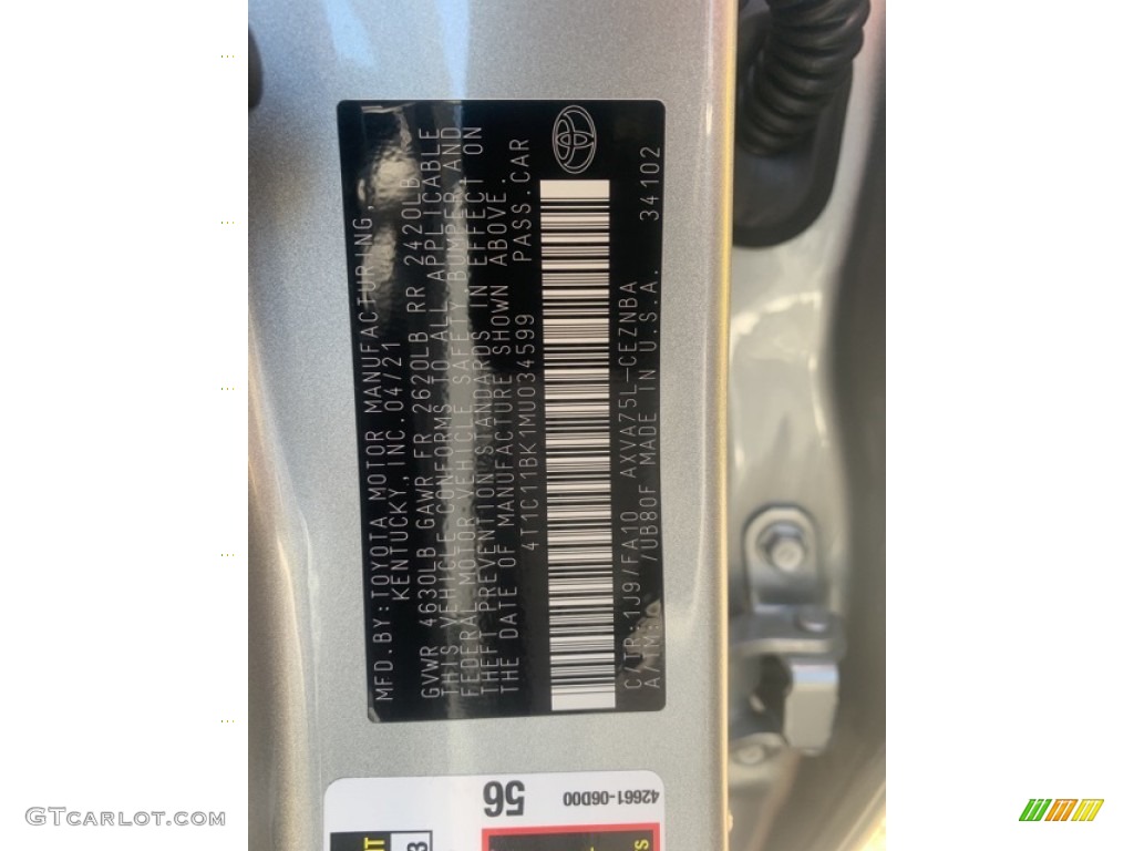 2021 Camry LE AWD - Celestial Silver Metallic / Ash photo #18