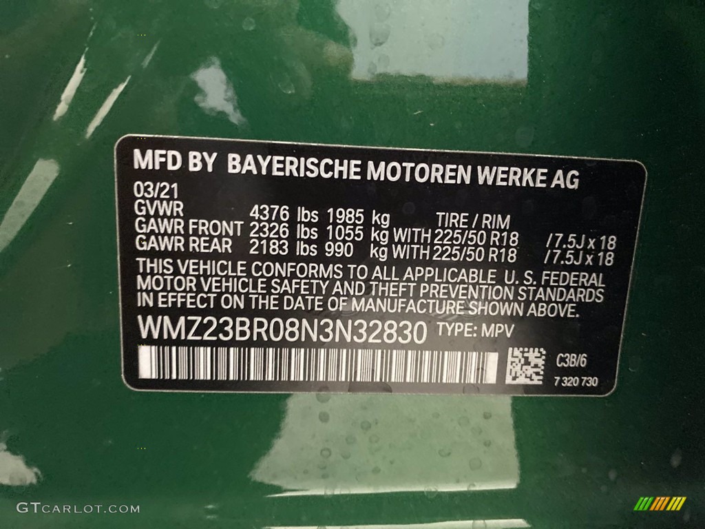 2022 Countryman Color Code C38 for British Racing Green IV Metallic Photo #141998175
