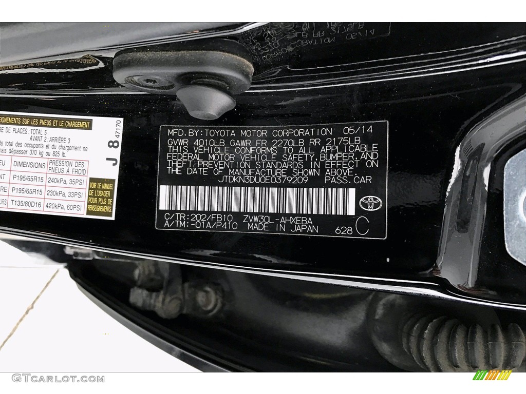 2014 Prius Five Hybrid - Black / Misty Gray photo #32