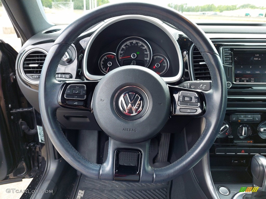 2017 Volkswagen Beetle 1.8T SEL Convertible Titan Black Steering Wheel Photo #142004811