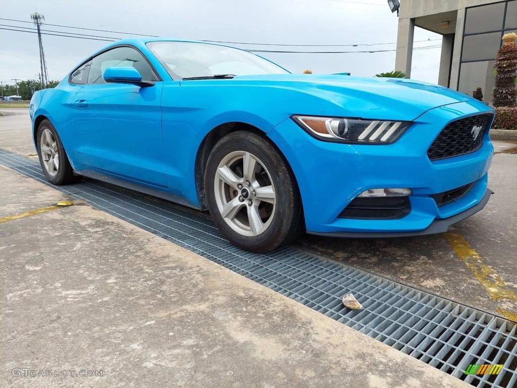 2017 Mustang V6 Coupe - Grabber Blue / Ebony photo #2