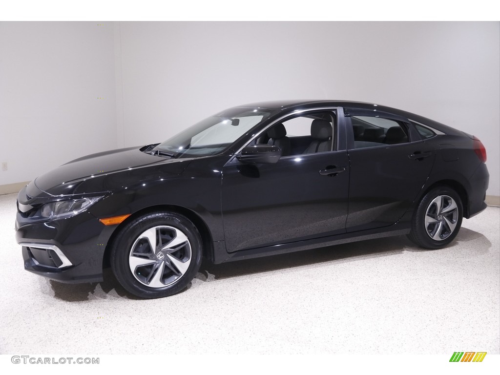 2019 Civic LX Sedan - Crystal Black Pearl / Gray photo #3