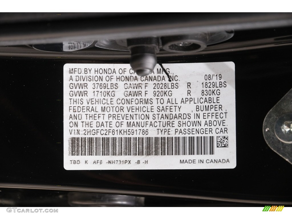 2019 Civic LX Sedan - Crystal Black Pearl / Gray photo #19