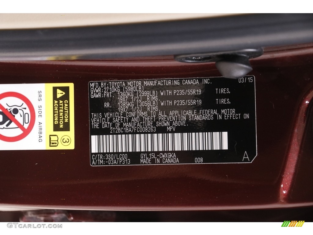 2015 RX Color Code 3S0 for Claret Mica Photo #142008482