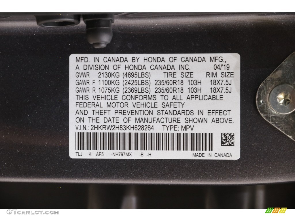 2019 CR-V EX-L AWD - Modern Steel Metallic / Gray photo #21