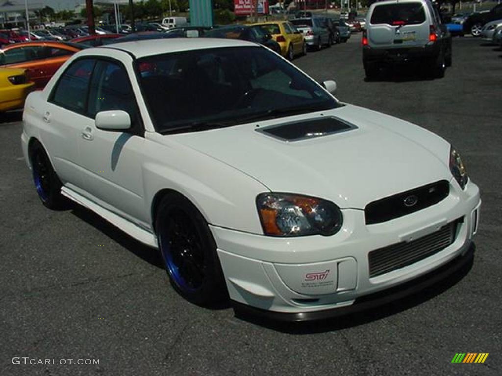 2004 Impreza WRX STi - Aspen White / Blue Ecsaine/Black photo #1