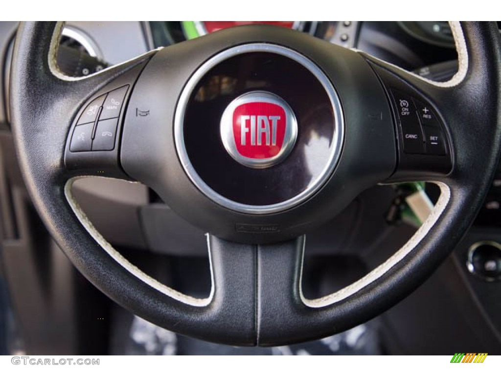 2017 Fiat 500e All Electric Black Steering Wheel Photo #142013582