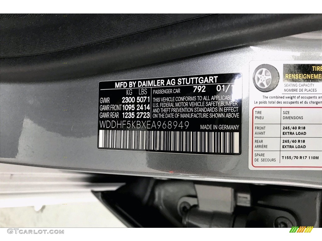 2014 Mercedes-Benz E 350 Sport Sedan Color Code Photos