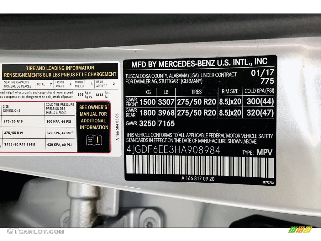2017 Mercedes-Benz GLS 450 4Matic Color Code Photos