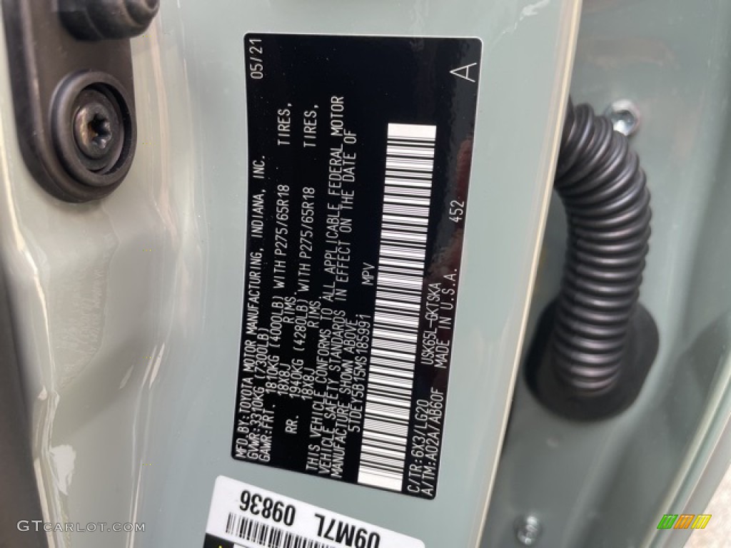 2021 Toyota Sequoia TRD Pro 4x4 Color Code Photos