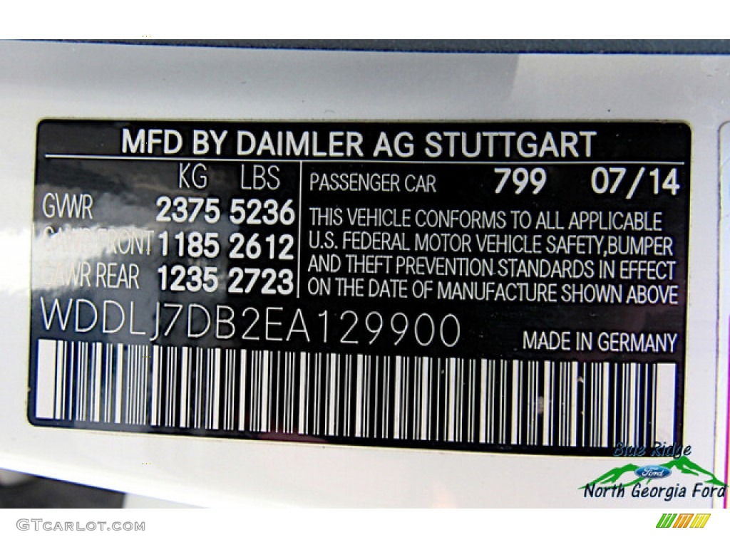 2014 CLS Color Code 799 for Diamond White Metallic Photo #142040809