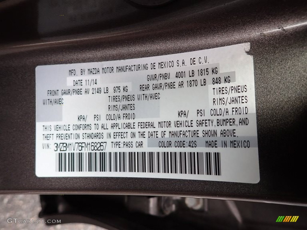 2015 Mazda MAZDA3 i Touring 4 Door Color Code Photos
