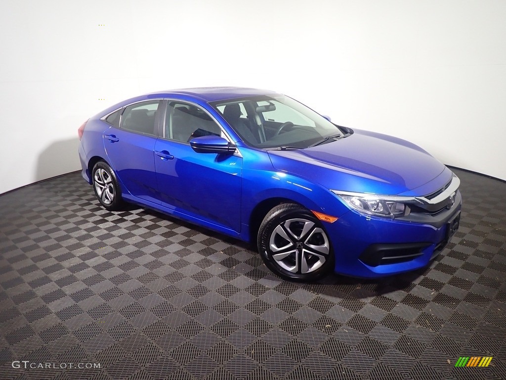 2018 Civic LX Sedan - Aegean Blue Metallic / Black photo #4