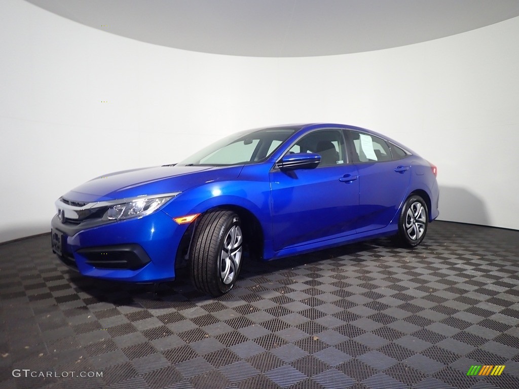 2018 Civic LX Sedan - Aegean Blue Metallic / Black photo #9
