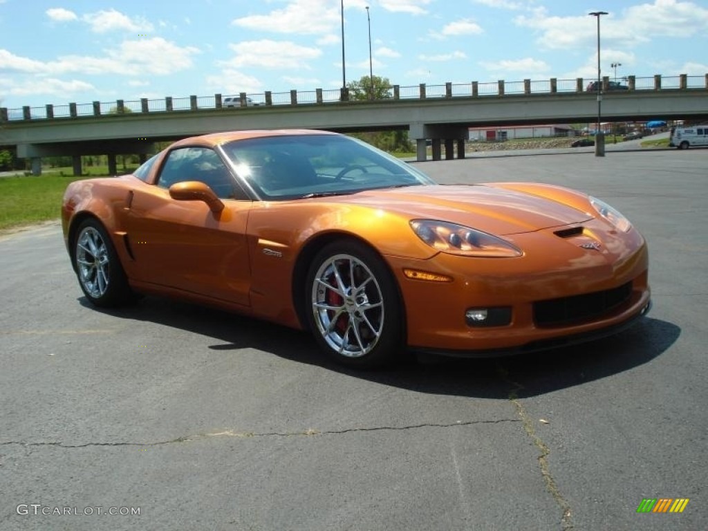 2009 Corvette Z06 - Atomic Orange Metallic / Ebony photo #9