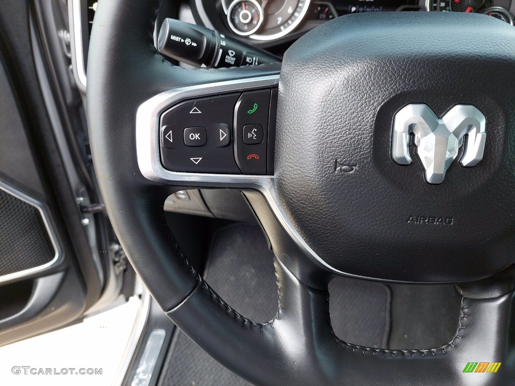 2021 Ram 1500 Laramie Crew Cab 4x4 Black Steering Wheel Photo #142049560