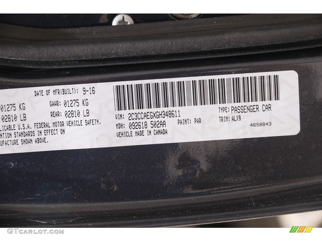 2016 Chrysler 300 C Color Code Photos