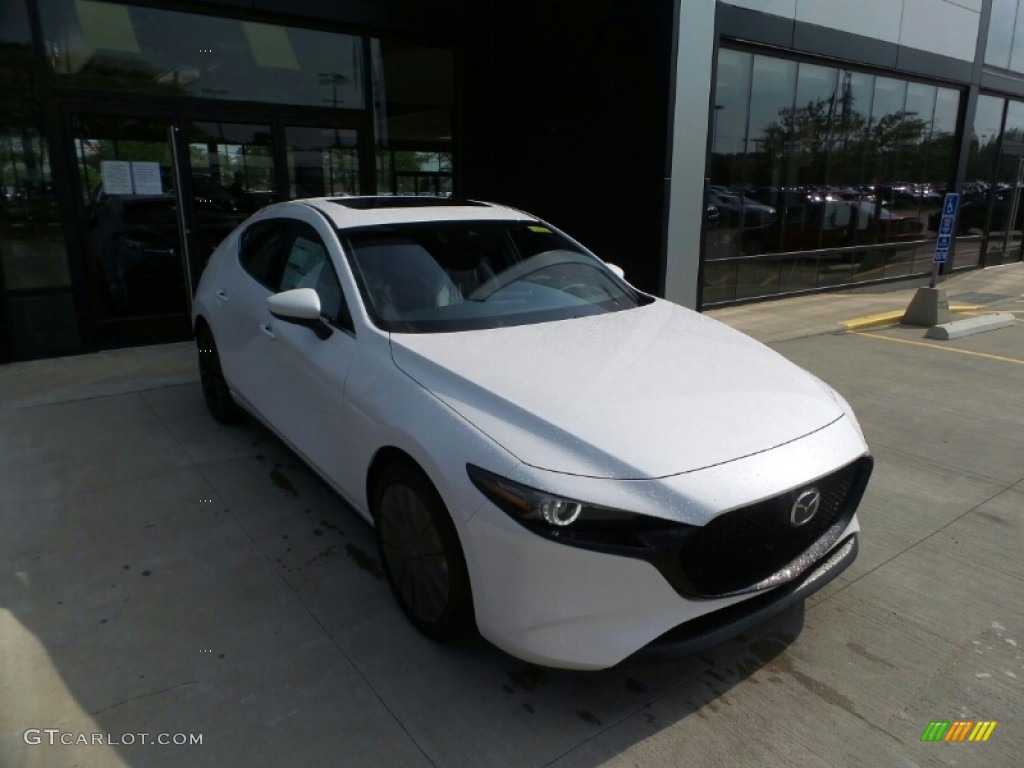 2021 Mazda3 Premium Hatchback - Snowflake White Pearl Mica / Red photo #1