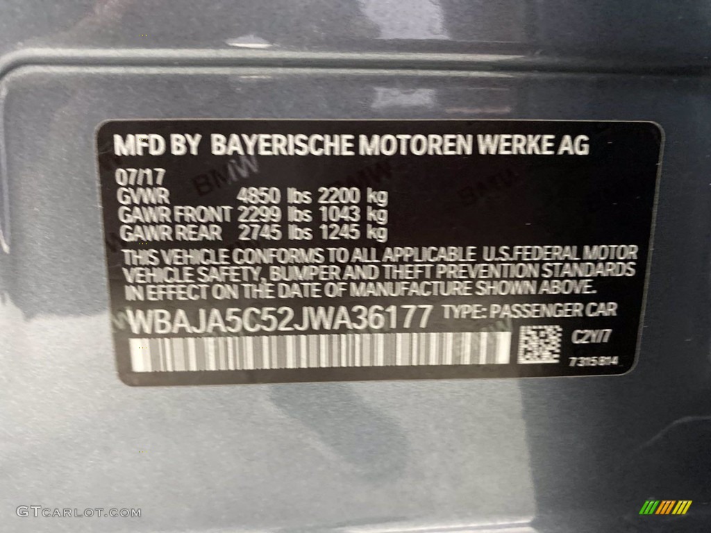 2018 5 Series 530i Sedan - Bluestone Metallic / Black photo #37