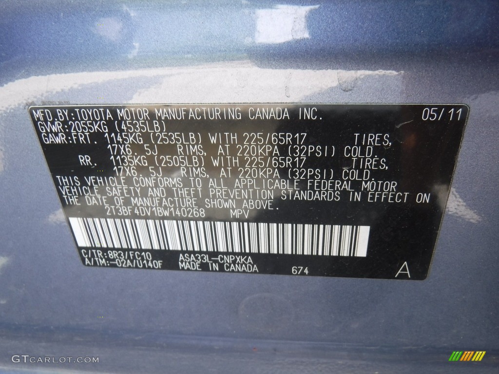 2011 RAV4 I4 4WD - Pacific Blue Metallic / Ash photo #26