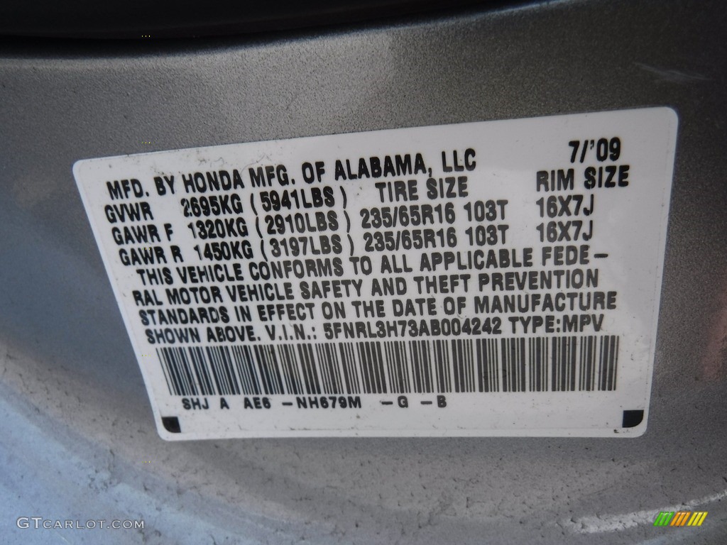 2010 Odyssey EX-L - Slate Green Metallic / Olive photo #31