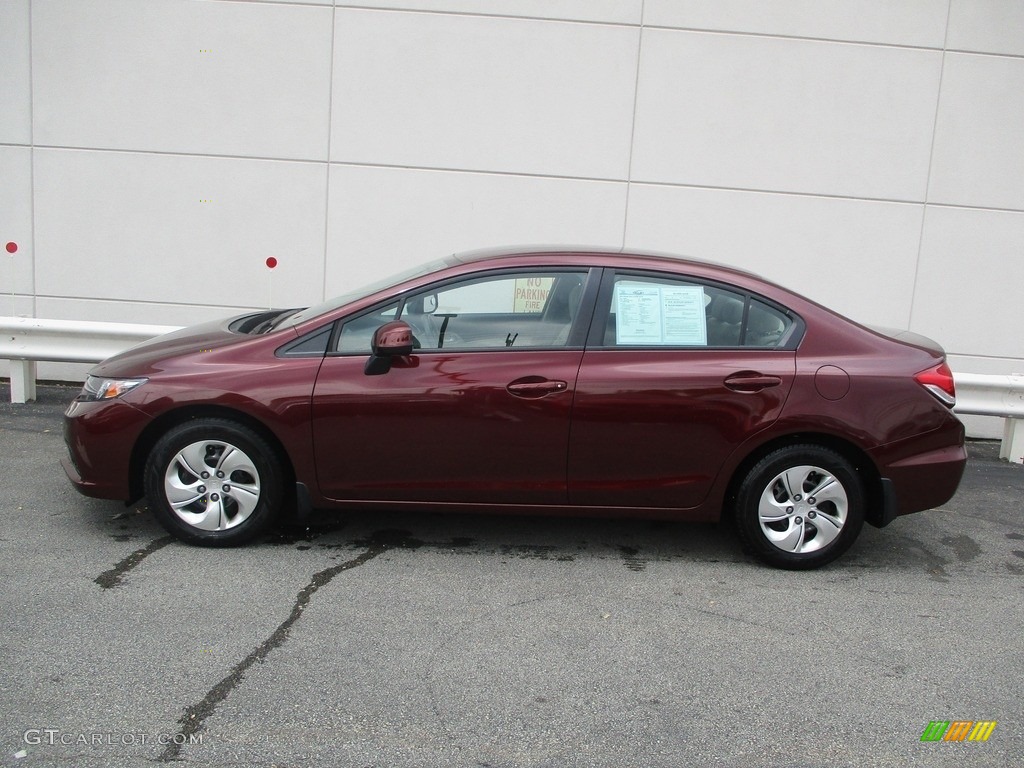 2013 Civic LX Sedan - Crimson Red Pearl / Beige photo #2