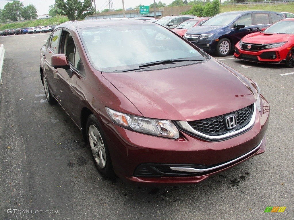2013 Civic LX Sedan - Crimson Red Pearl / Beige photo #7
