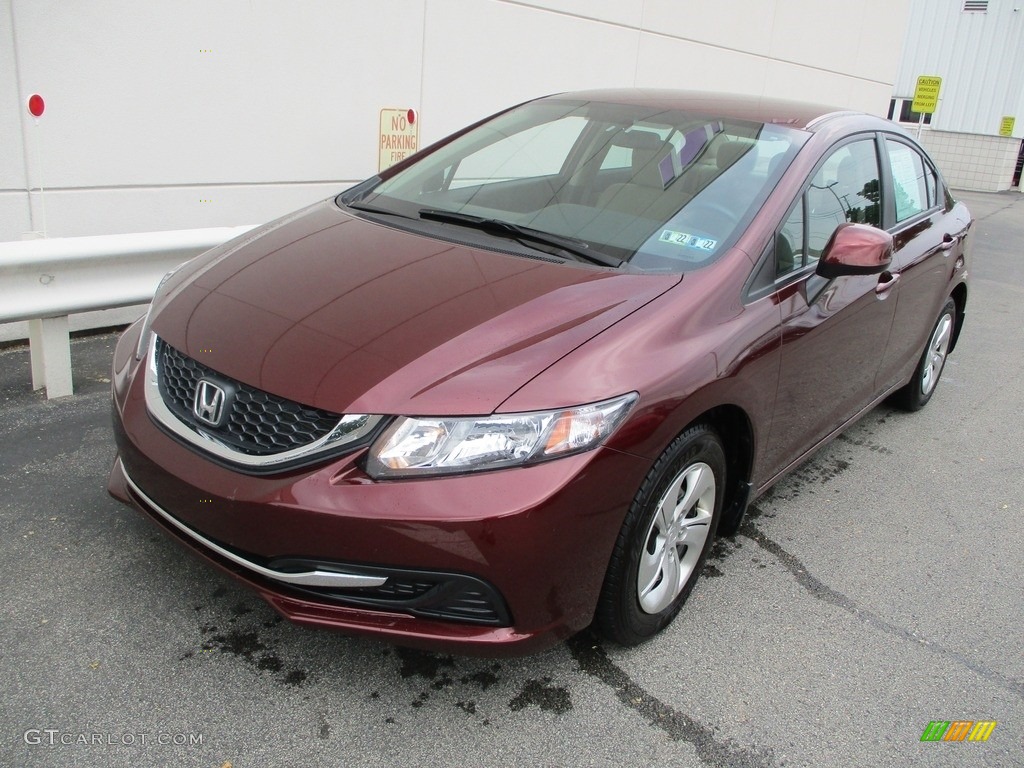 2013 Civic LX Sedan - Crimson Red Pearl / Beige photo #9