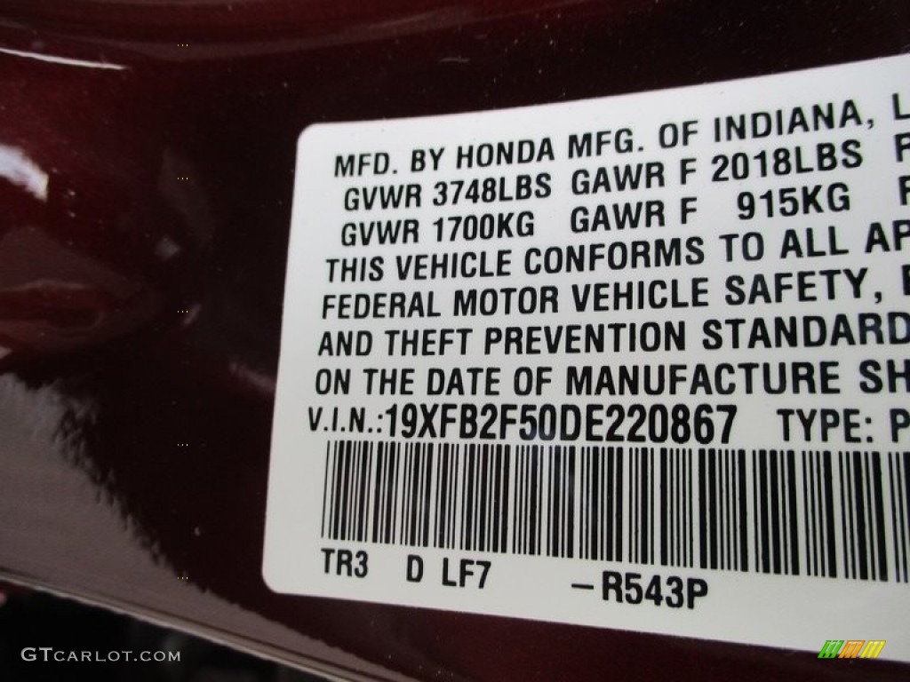 2013 Civic LX Sedan - Crimson Red Pearl / Beige photo #19