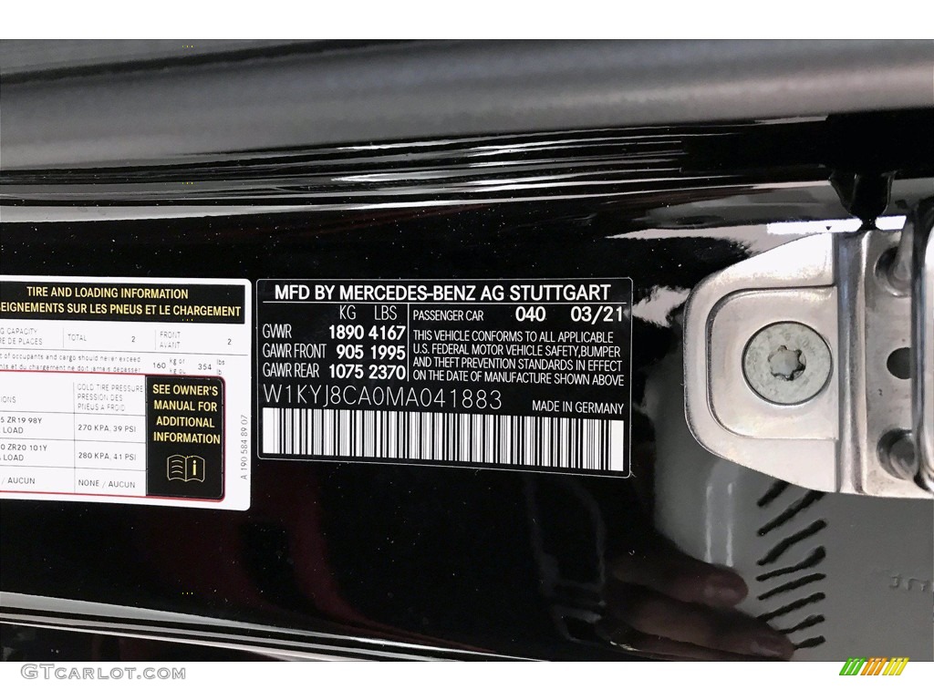2021 AMG GT Color Code 040 for Black Photo #142102451