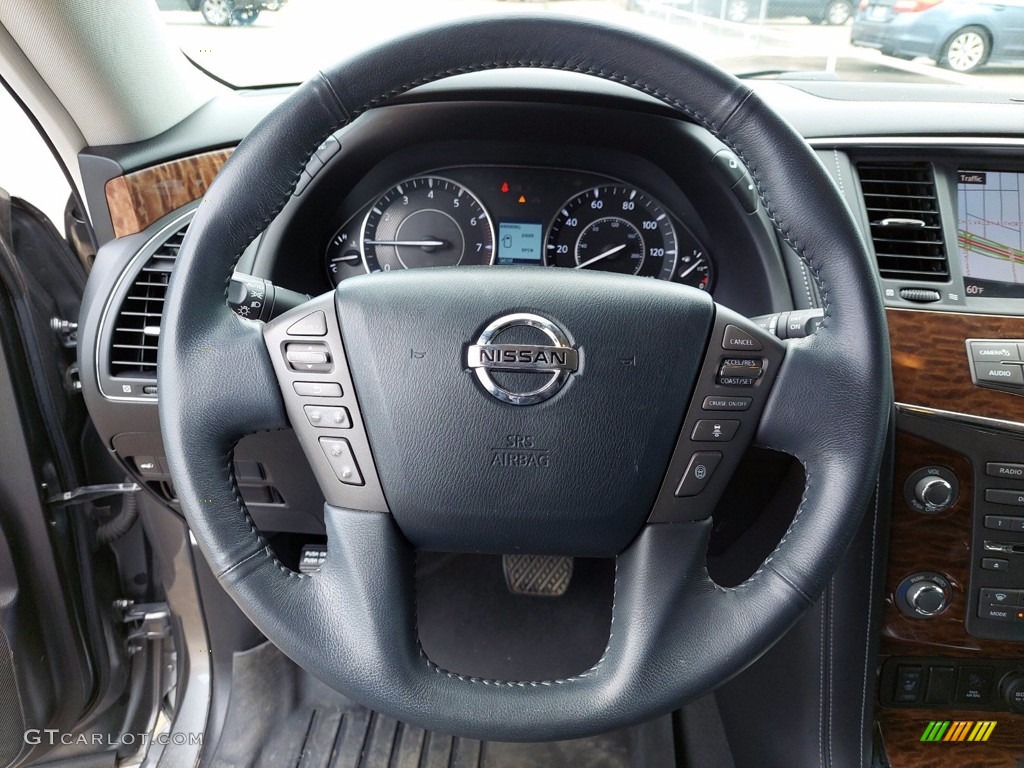 2018 Nissan Armada SL Charcoal Steering Wheel Photo #142103795