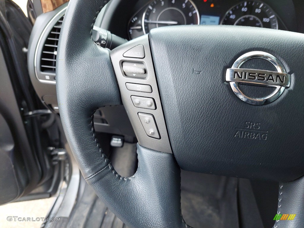 2018 Nissan Armada SL Charcoal Steering Wheel Photo #142103801