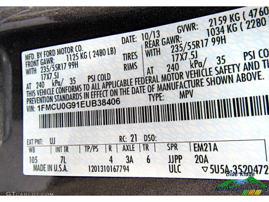 2014 Escape SE 2.0L EcoBoost - Sterling Gray / Charcoal Black photo #23