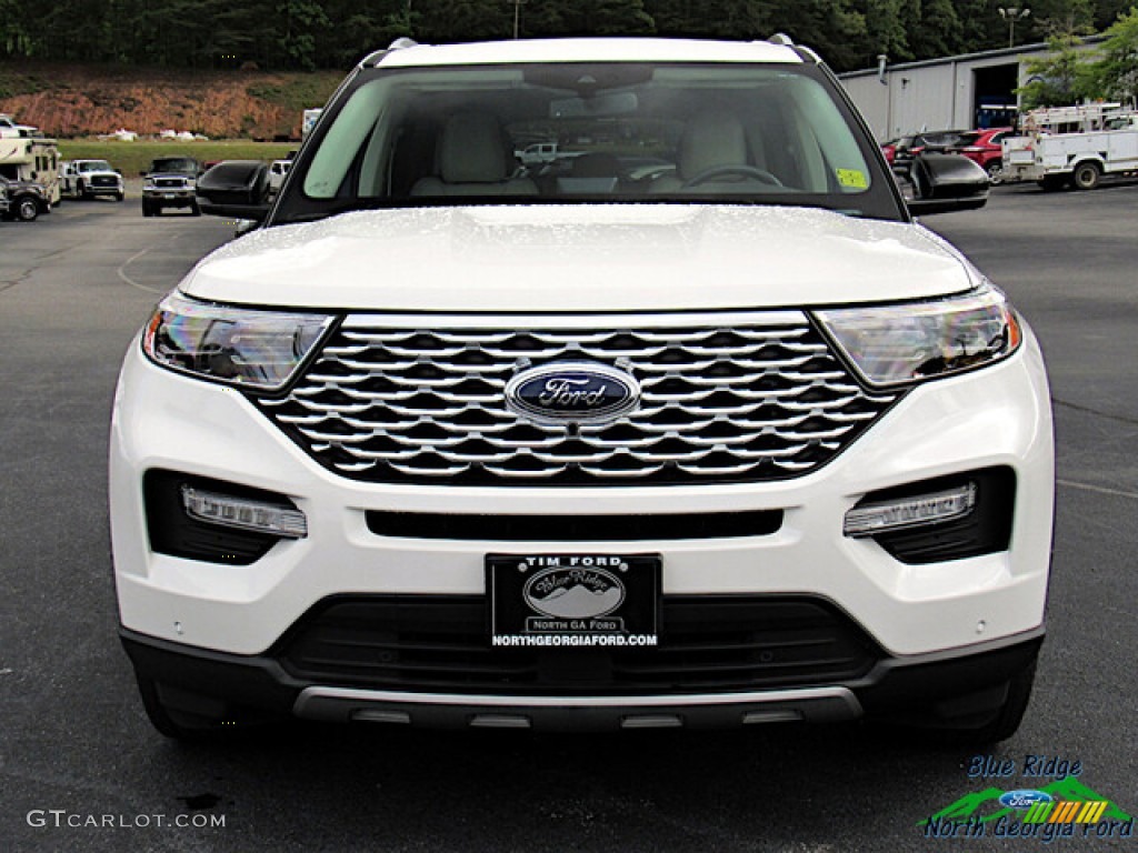2020 Explorer Platinum 4WD - Star White Metallic Tri-Coat / Sandstone photo #8