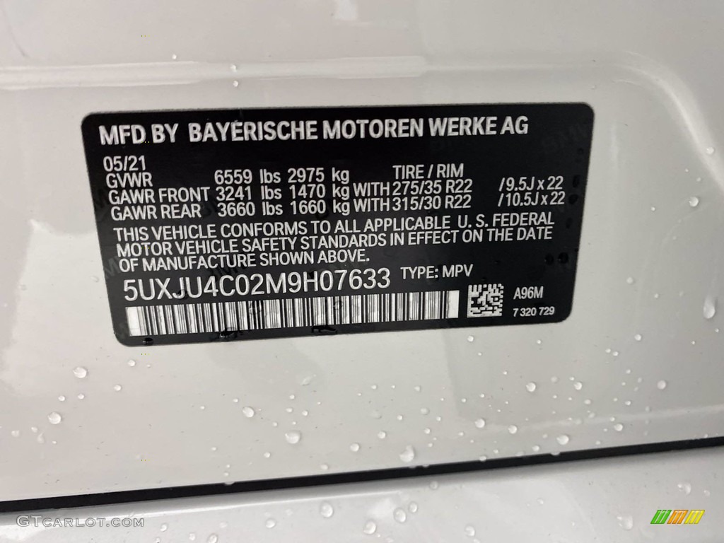 2021 BMW X5 M50i Color Code Photos