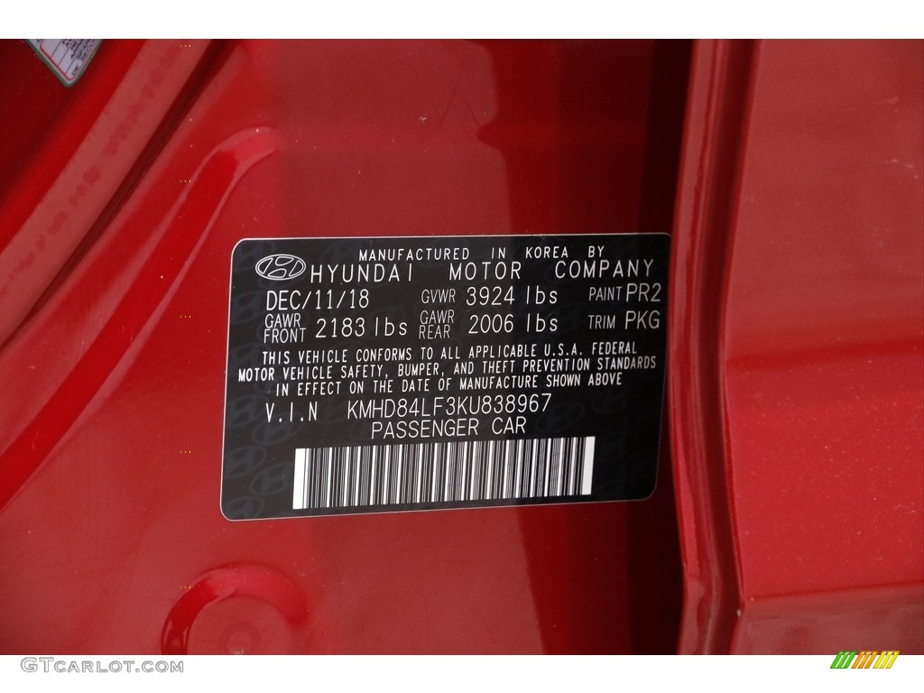 2019 Elantra Value Edition - Scarlet Red / Gray photo #18