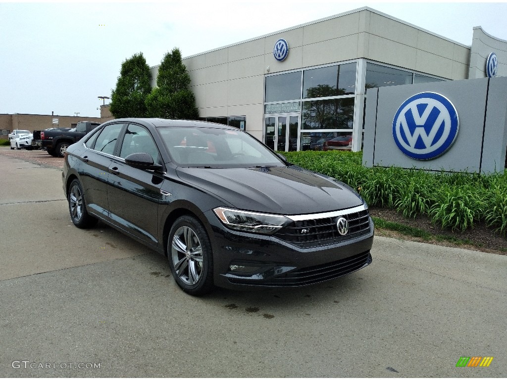 2021 Jetta R-Line - Deep Black Pearl / Storm Gray/Black photo #1