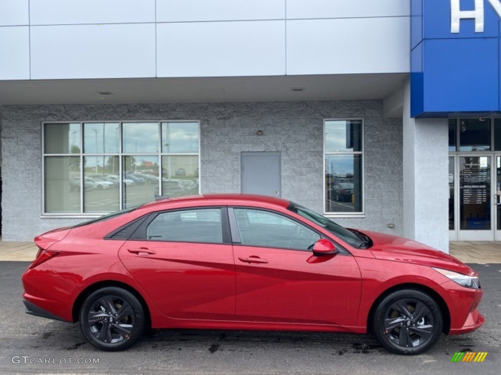 2021 Elantra Blue Hybrid - Scarlet Red Pearl / Black photo #2
