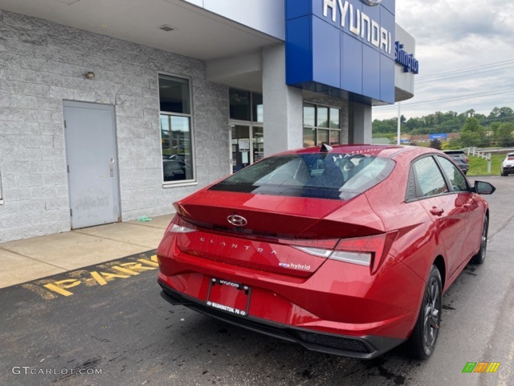 2021 Elantra Blue Hybrid - Scarlet Red Pearl / Black photo #3