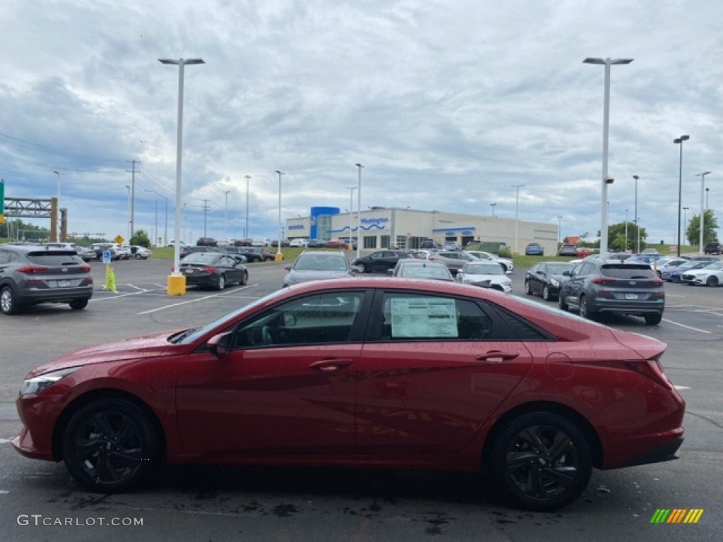 2021 Elantra Blue Hybrid - Scarlet Red Pearl / Black photo #5