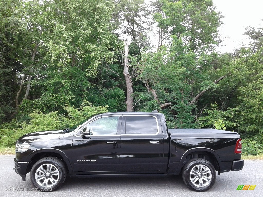 Diamond Black Crystal Pearl 2021 Ram 1500 Long Horn Crew Cab 4x4 Exterior Photo #142123749