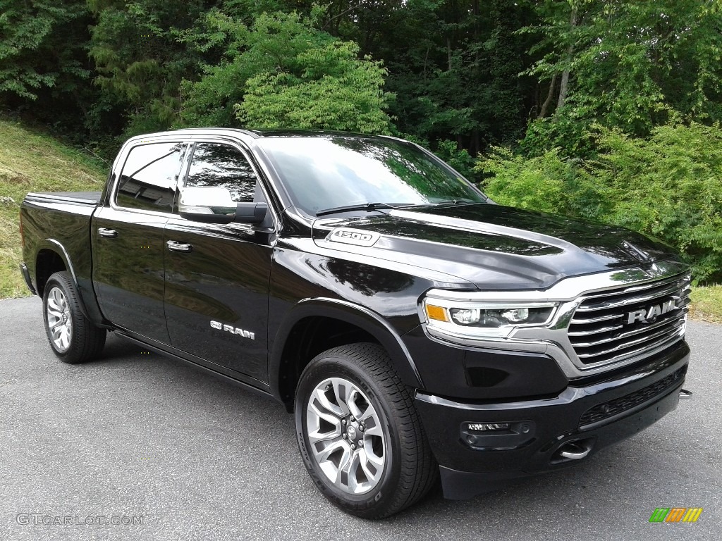 Diamond Black Crystal Pearl 2021 Ram 1500 Long Horn Crew Cab 4x4 Exterior Photo #142123866