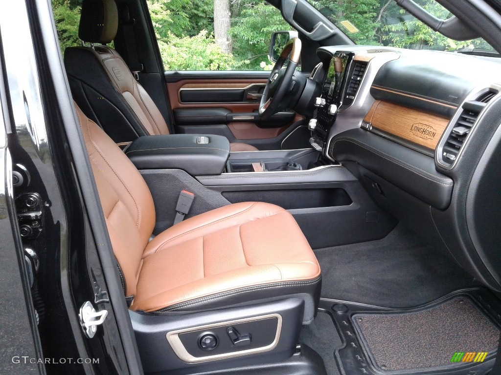 Black/New Saddle Interior 2021 Ram 1500 Long Horn Crew Cab 4x4 Photo #142124265