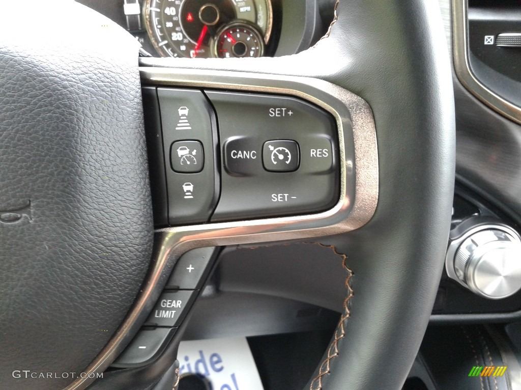 2021 Ram 1500 Long Horn Crew Cab 4x4 Black/New Saddle Steering Wheel Photo #142124352